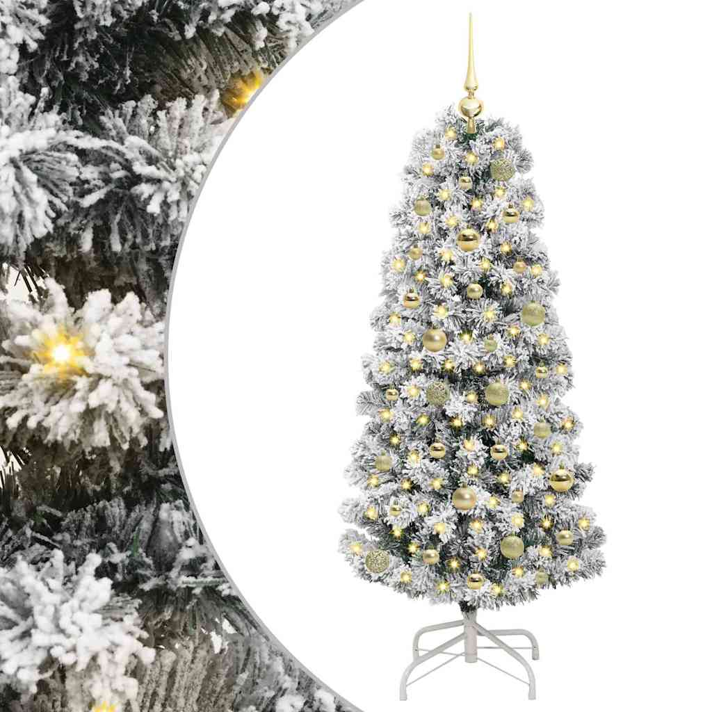 Albero di Natale Artificiale con Rami Pieghevoli Verde e Bianco