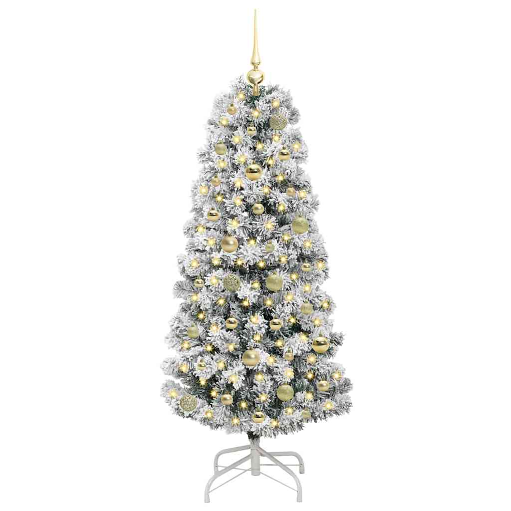 Albero di Natale Artificiale con Rami Pieghevoli Verde e Bianco