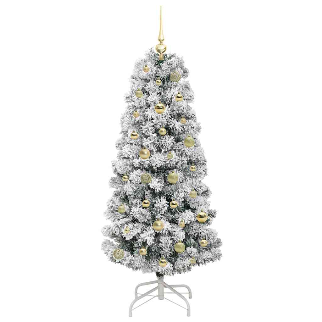 Albero di Natale Artificiale con Rami Pieghevoli Verde e Bianco