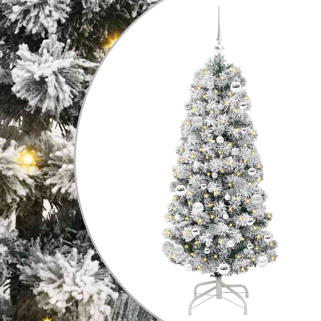 Albero di Natale Artificiale con Rami Pieghevoli Verde e Bianco