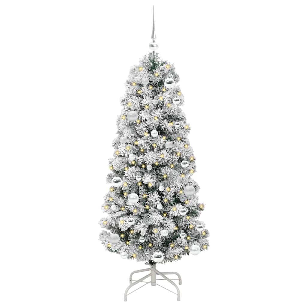 Albero di Natale Artificiale con Rami Pieghevoli Verde e Bianco