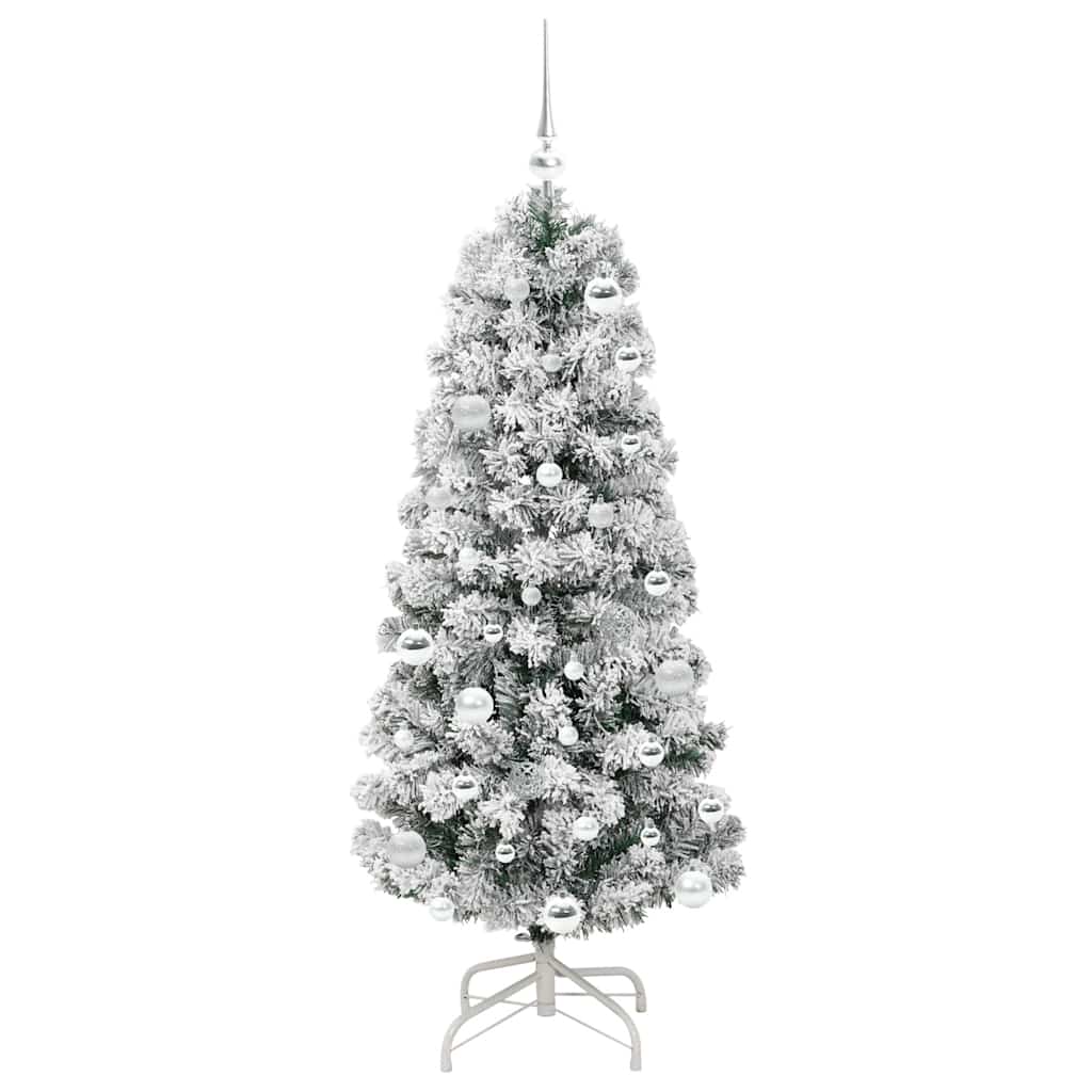 Albero di Natale Artificiale con Rami Pieghevoli Verde e Bianco