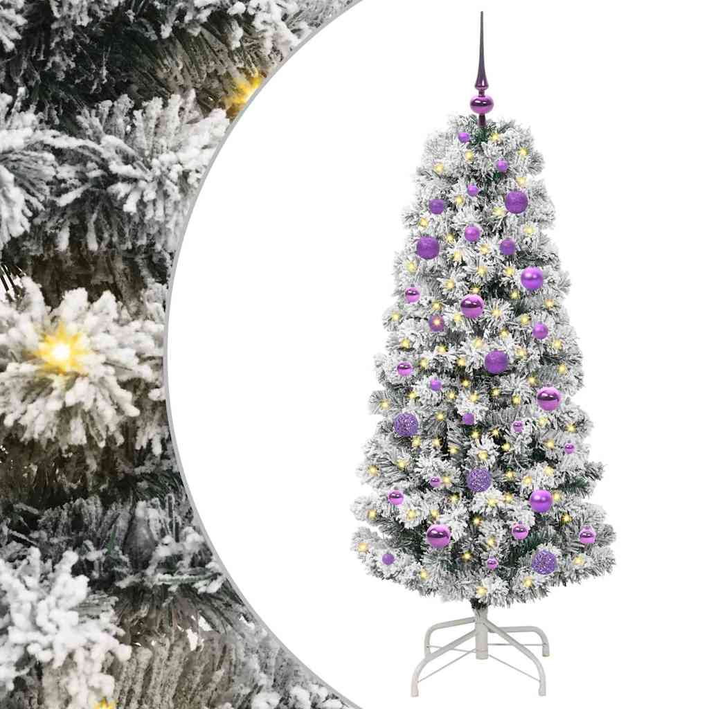 Albero di Natale Artificiale con Rami Pieghevoli Verde e Bianco