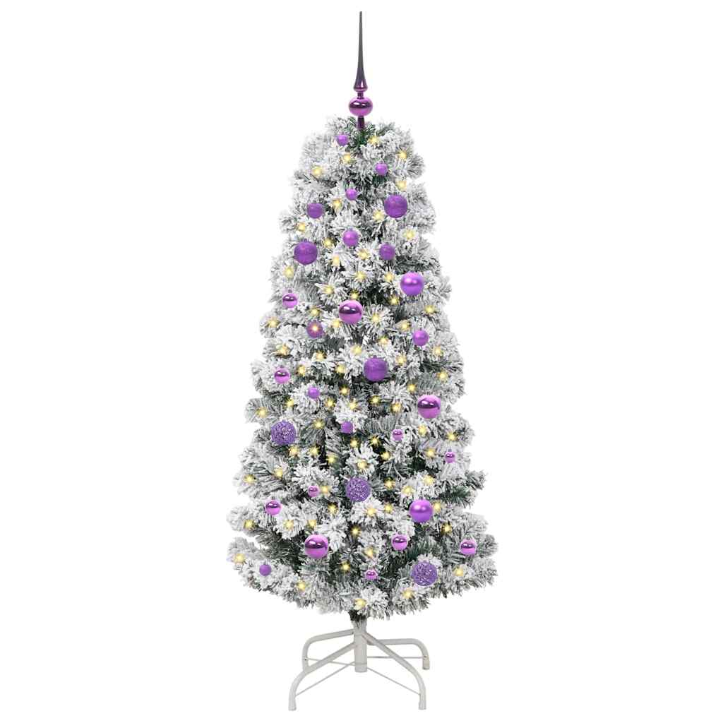 Albero di Natale Artificiale con Rami Pieghevoli Verde e Bianco