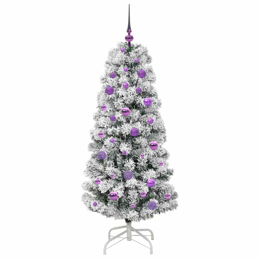 Albero di Natale Artificiale con Rami Pieghevoli Verde e Bianco
