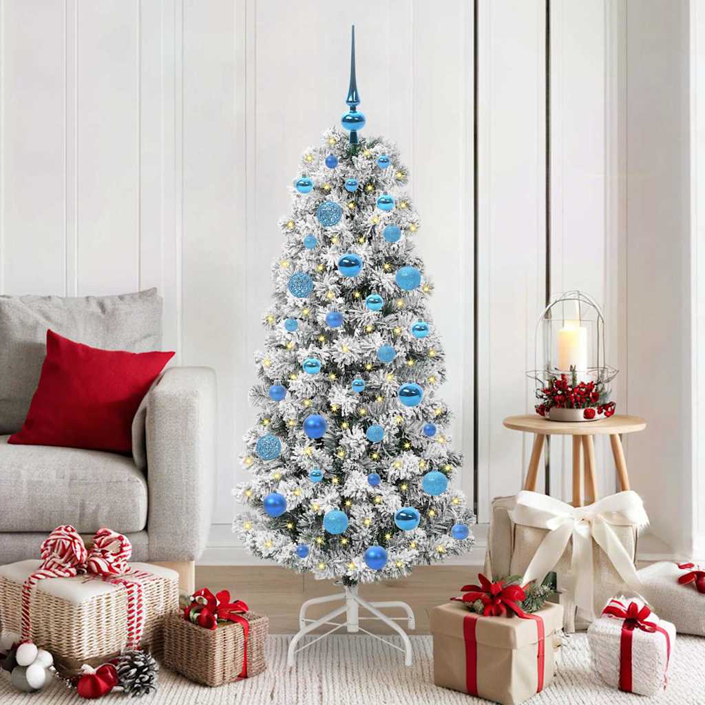 Albero di Natale Artificiale con Rami Pieghevoli Verde e Bianco