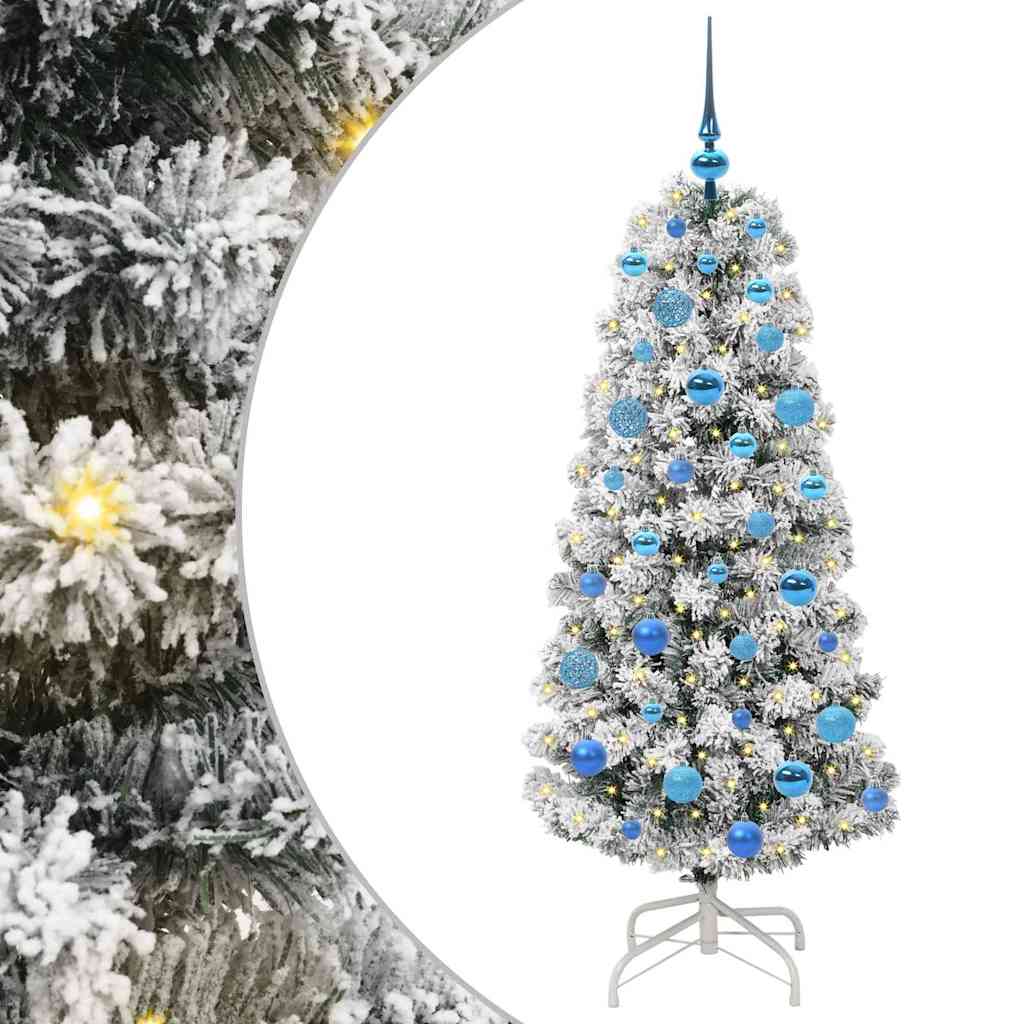 Albero di Natale Artificiale con Rami Pieghevoli Verde e Bianco