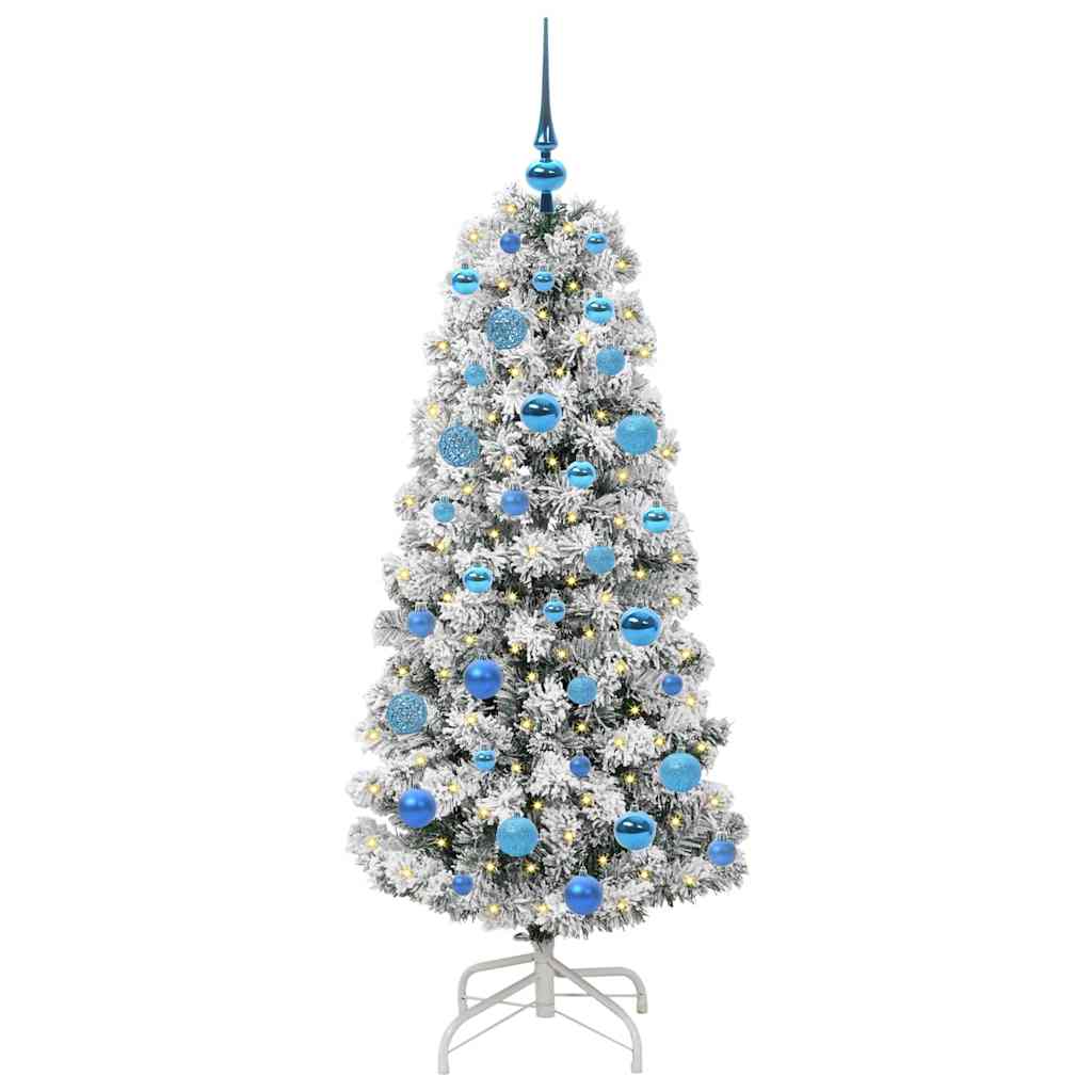 Albero di Natale Artificiale con Rami Pieghevoli Verde e Bianco
