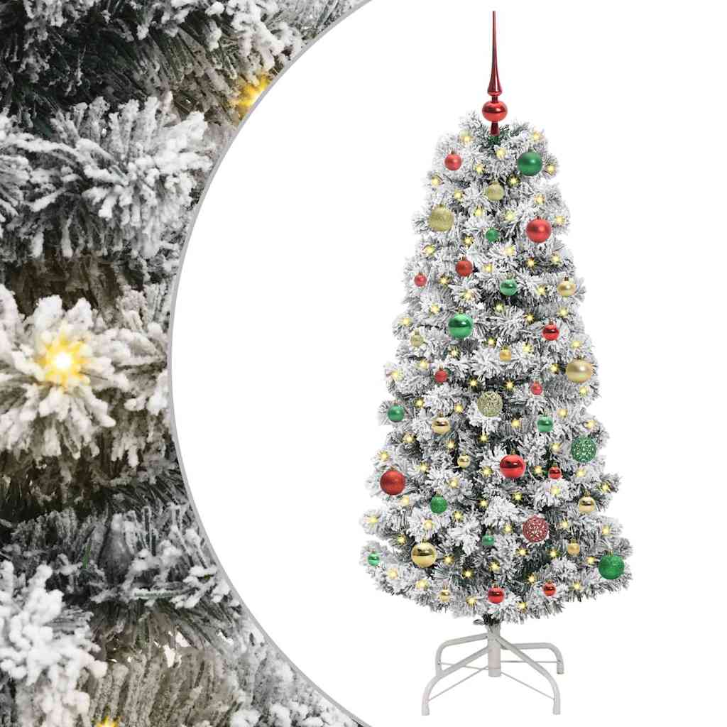 Albero di Natale Artificiale con Rami Pieghevoli Verde e Bianco