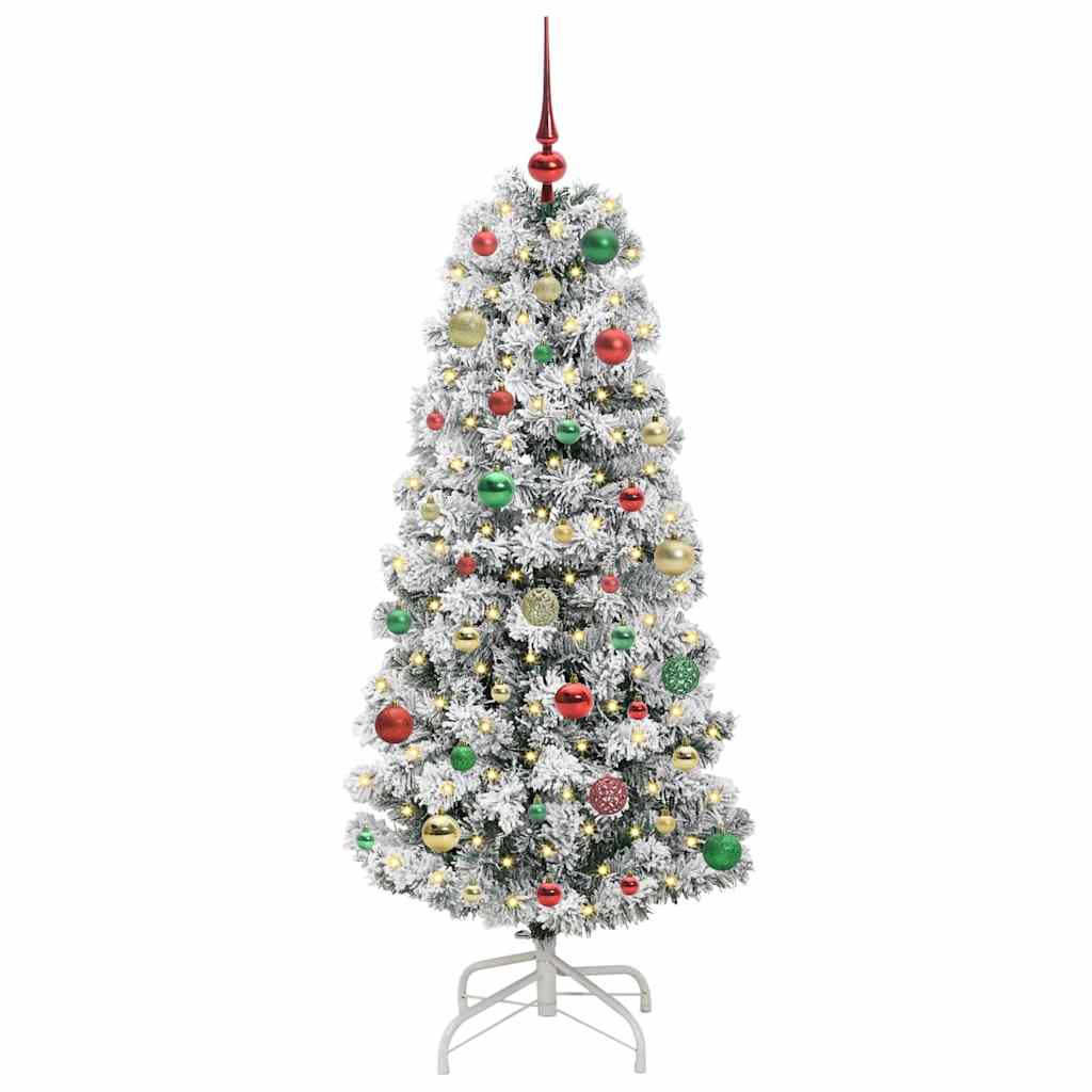 Albero di Natale Artificiale con Rami Pieghevoli Verde e Bianco