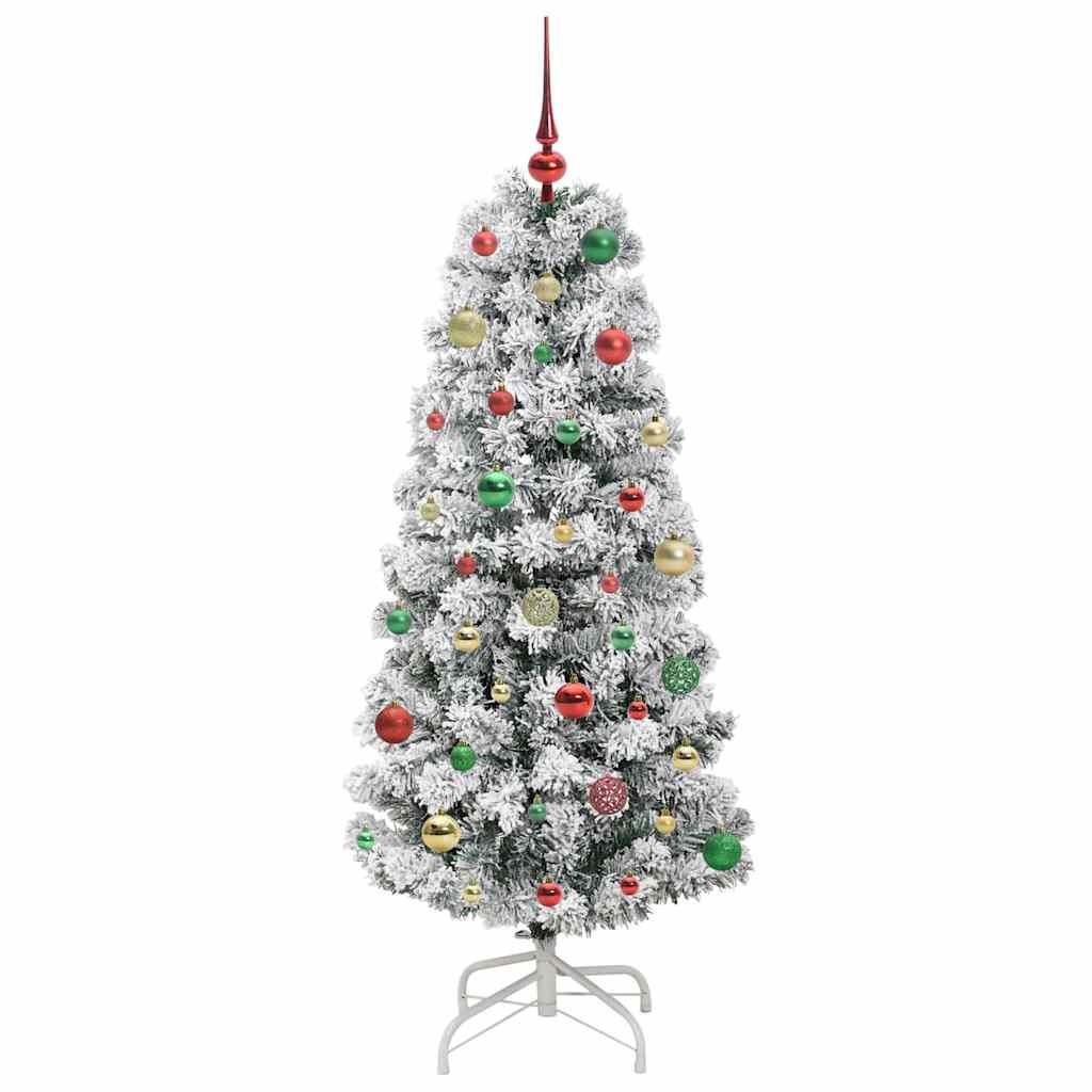 Albero di Natale Artificiale con Rami Pieghevoli Verde e Bianco