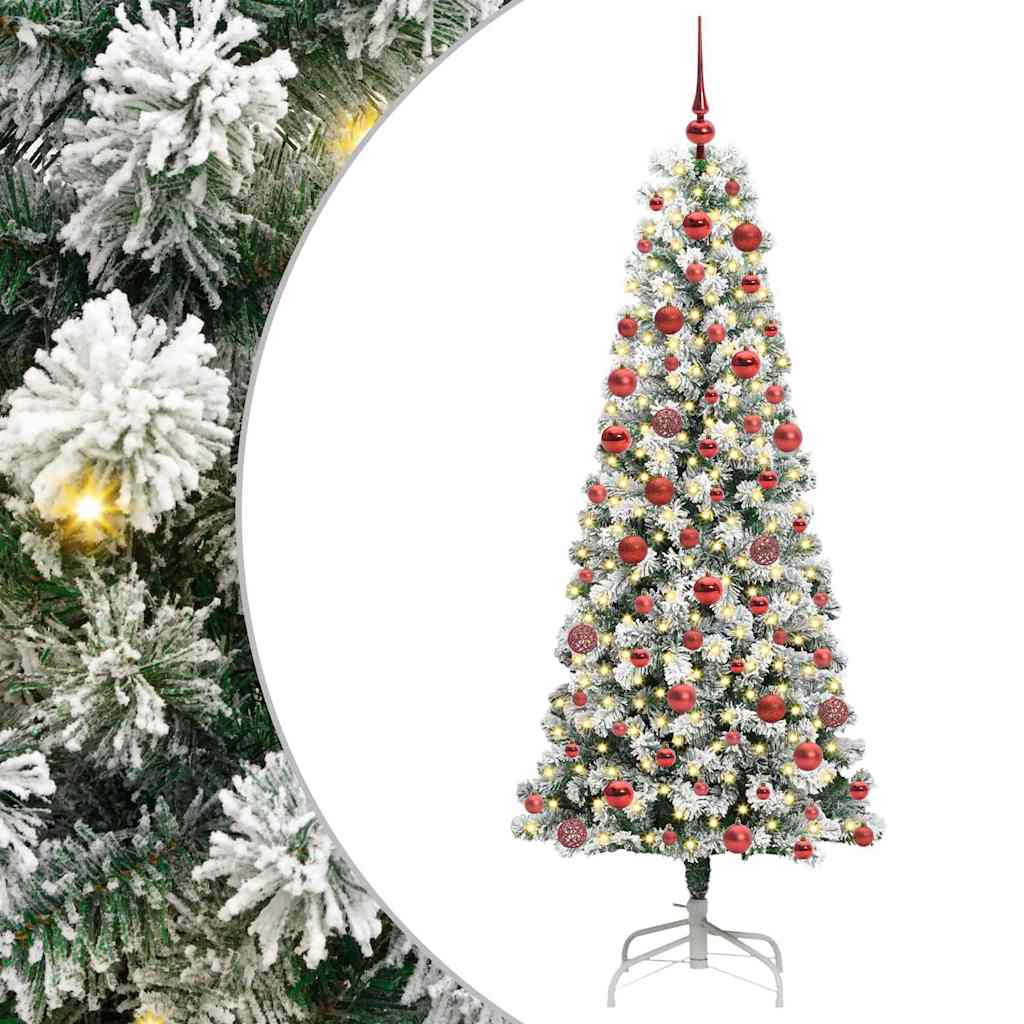 Albero di Natale Artificiale con Rami Pieghevoli Verde e Bianco