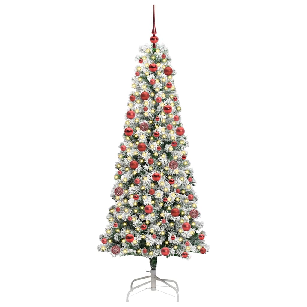 Albero di Natale Artificiale con Rami Pieghevoli Verde e Bianco