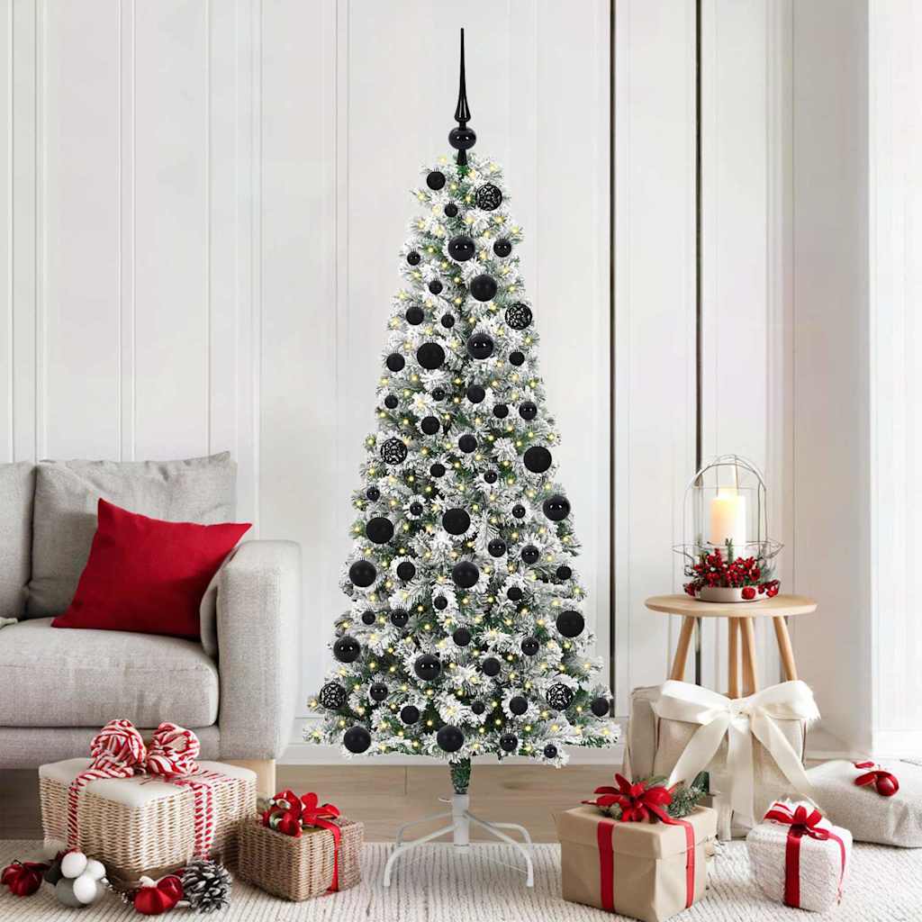Albero di Natale Artificiale con Rami Pieghevoli Verde e Bianco
