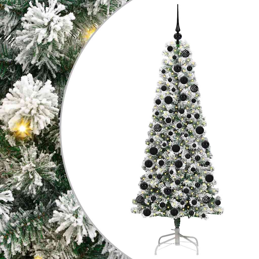 Albero di Natale Artificiale con Rami Pieghevoli Verde e Bianco