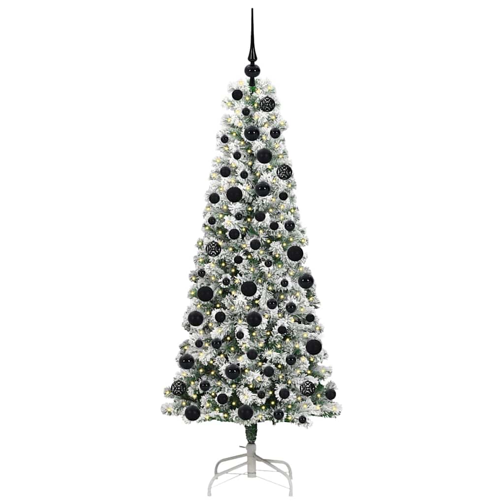 Albero di Natale Artificiale con Rami Pieghevoli Verde e Bianco