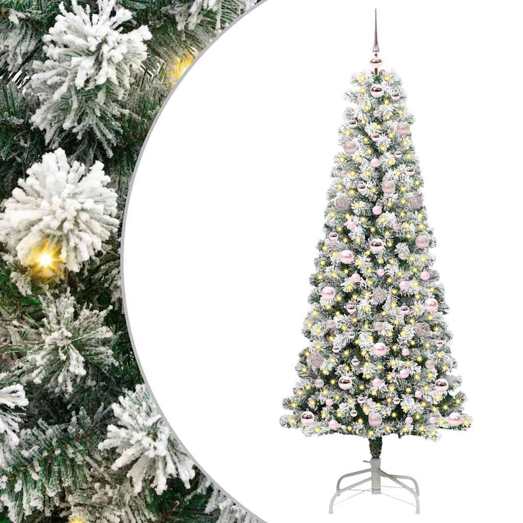 Albero di Natale Artificiale con Rami Pieghevoli Verde e Bianco