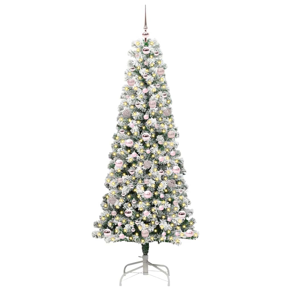 Albero di Natale Artificiale con Rami Pieghevoli Verde e Bianco