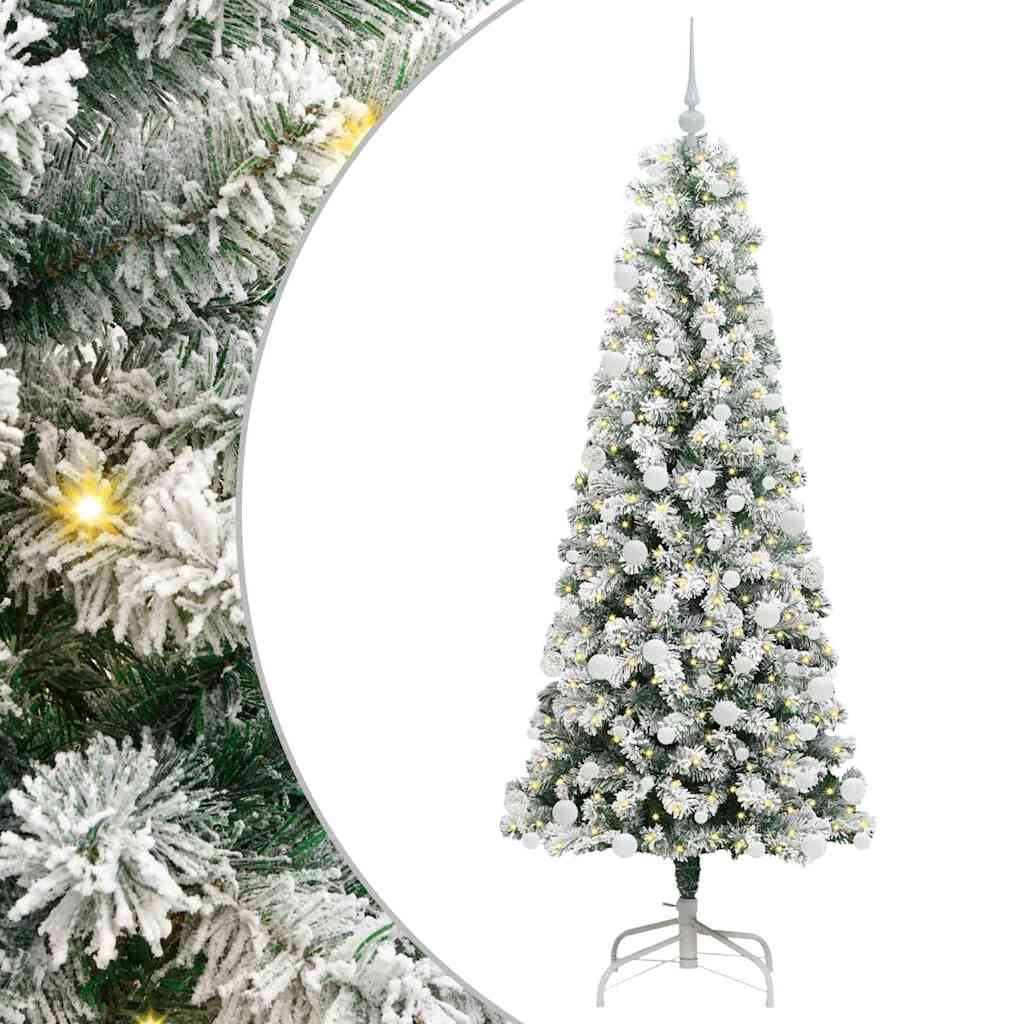Albero di Natale Artificiale con Rami Pieghevoli Verde e Bianco