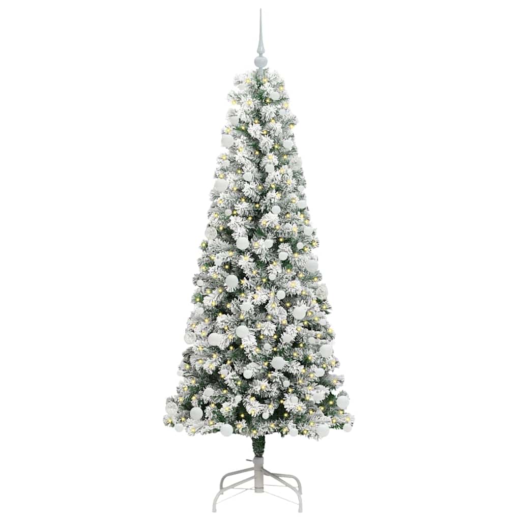 Albero di Natale Artificiale con Rami Pieghevoli Verde e Bianco