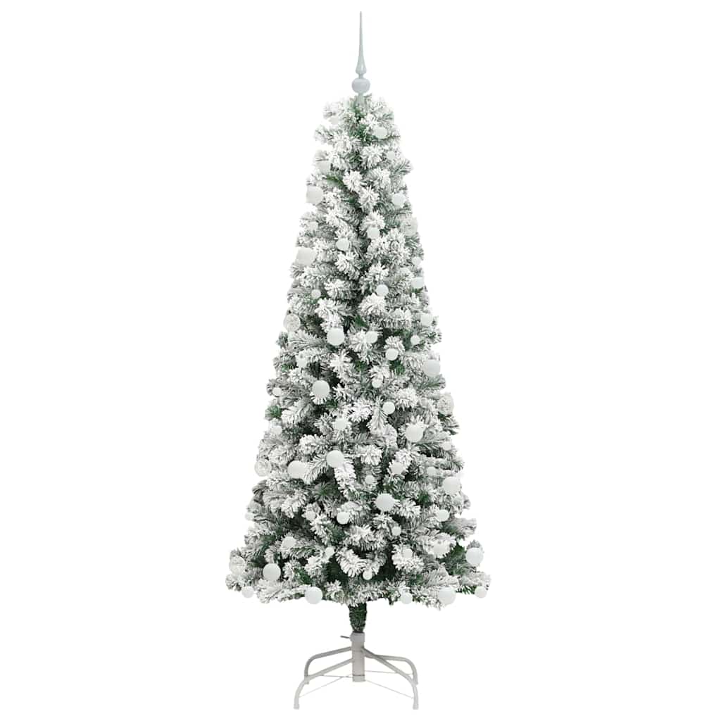 Albero di Natale Artificiale con Rami Pieghevoli Verde e Bianco
