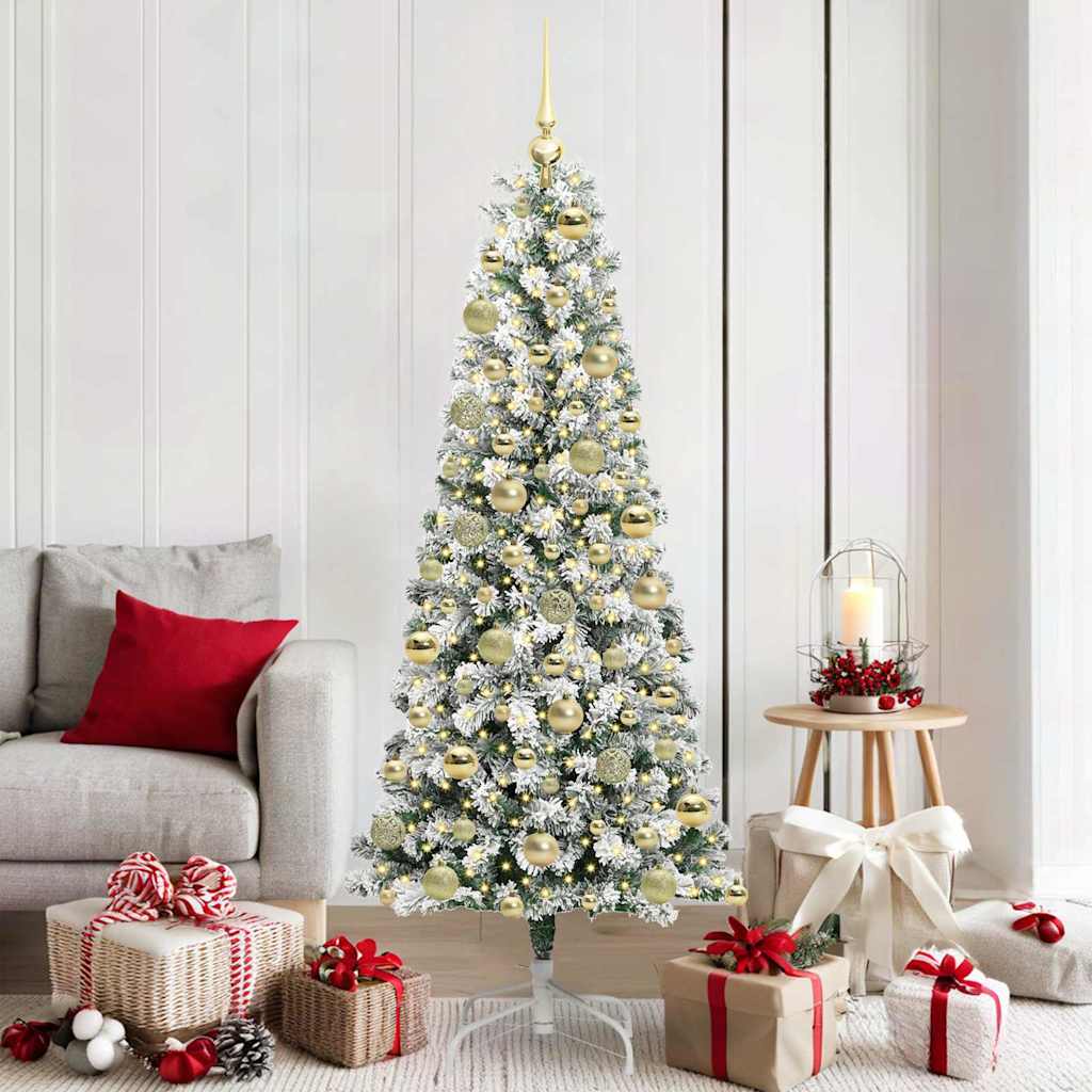 Albero di Natale Artificiale con Rami Pieghevoli Verde e Bianco