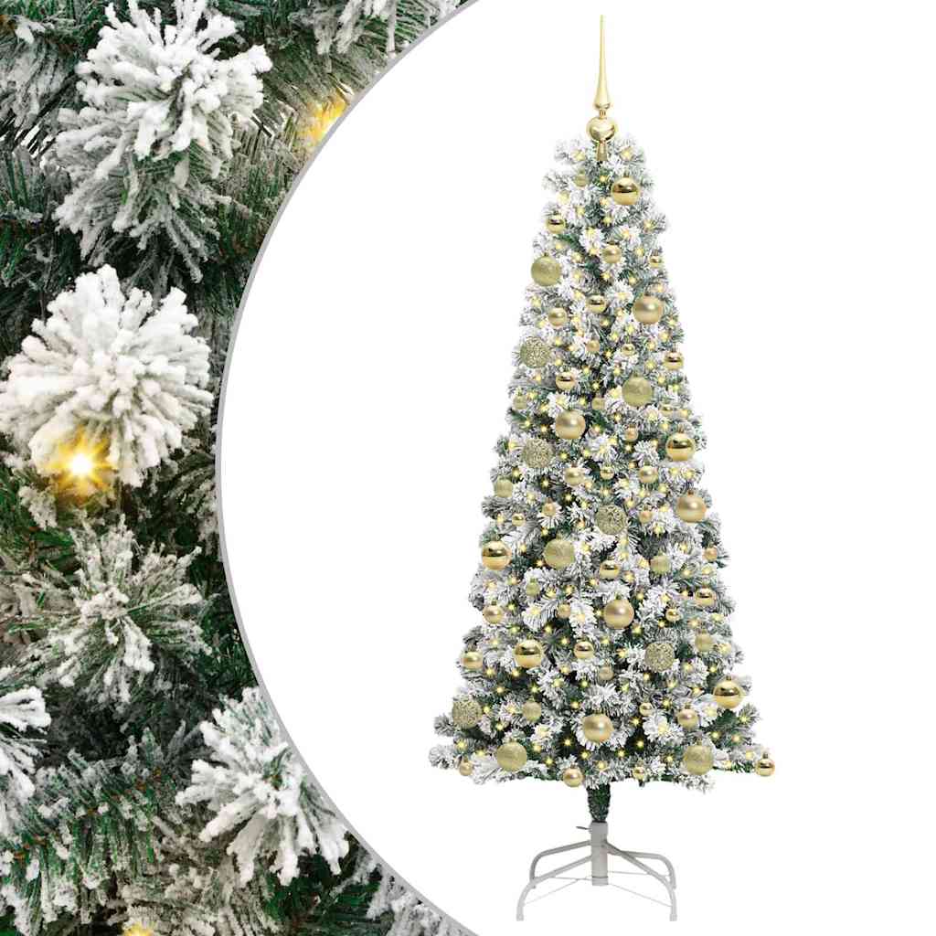 Albero di Natale Artificiale con Rami Pieghevoli Verde e Bianco