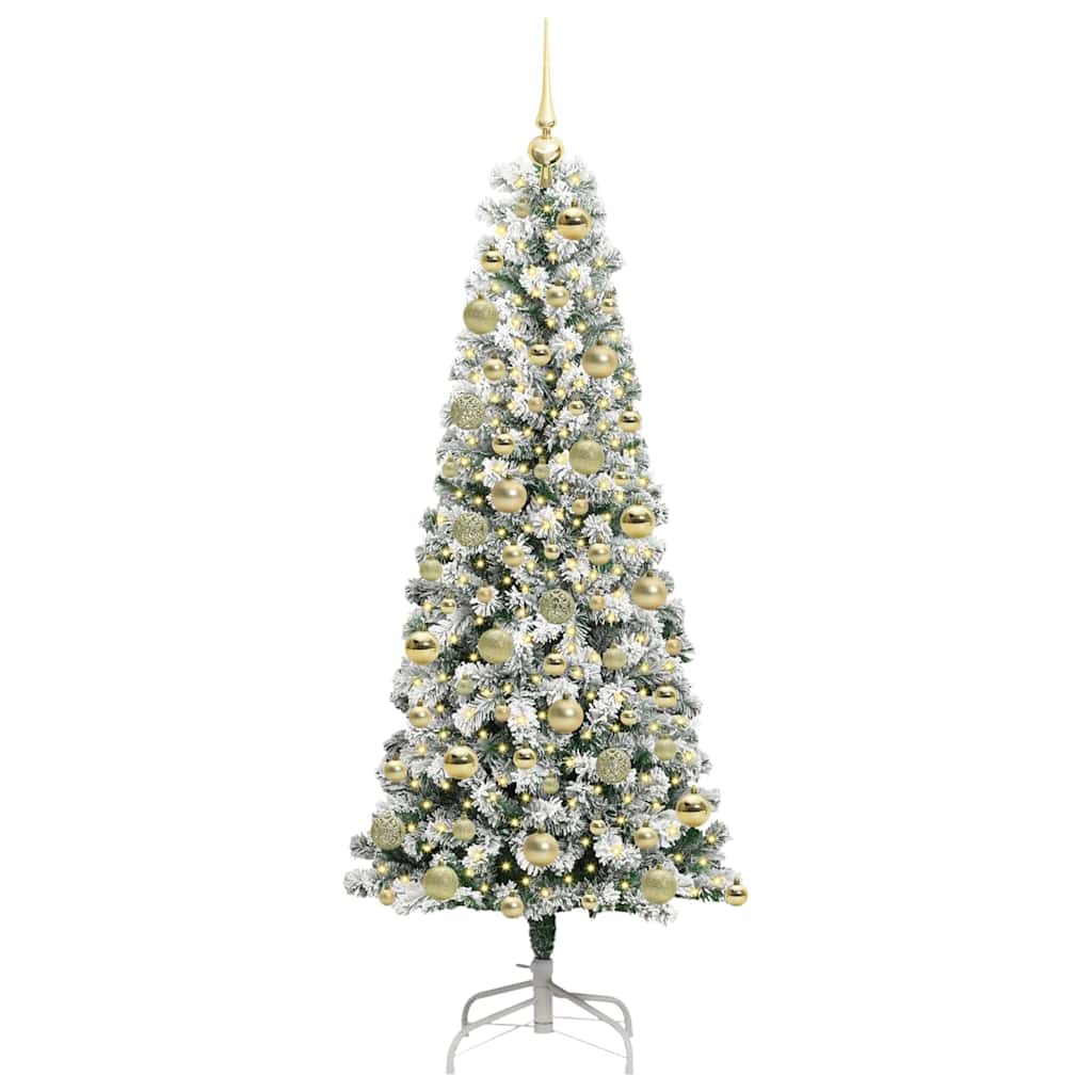 Albero di Natale Artificiale con Rami Pieghevoli Verde e Bianco