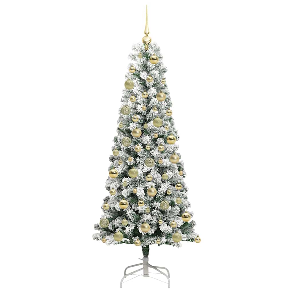 Albero di Natale Artificiale con Rami Pieghevoli Verde e Bianco