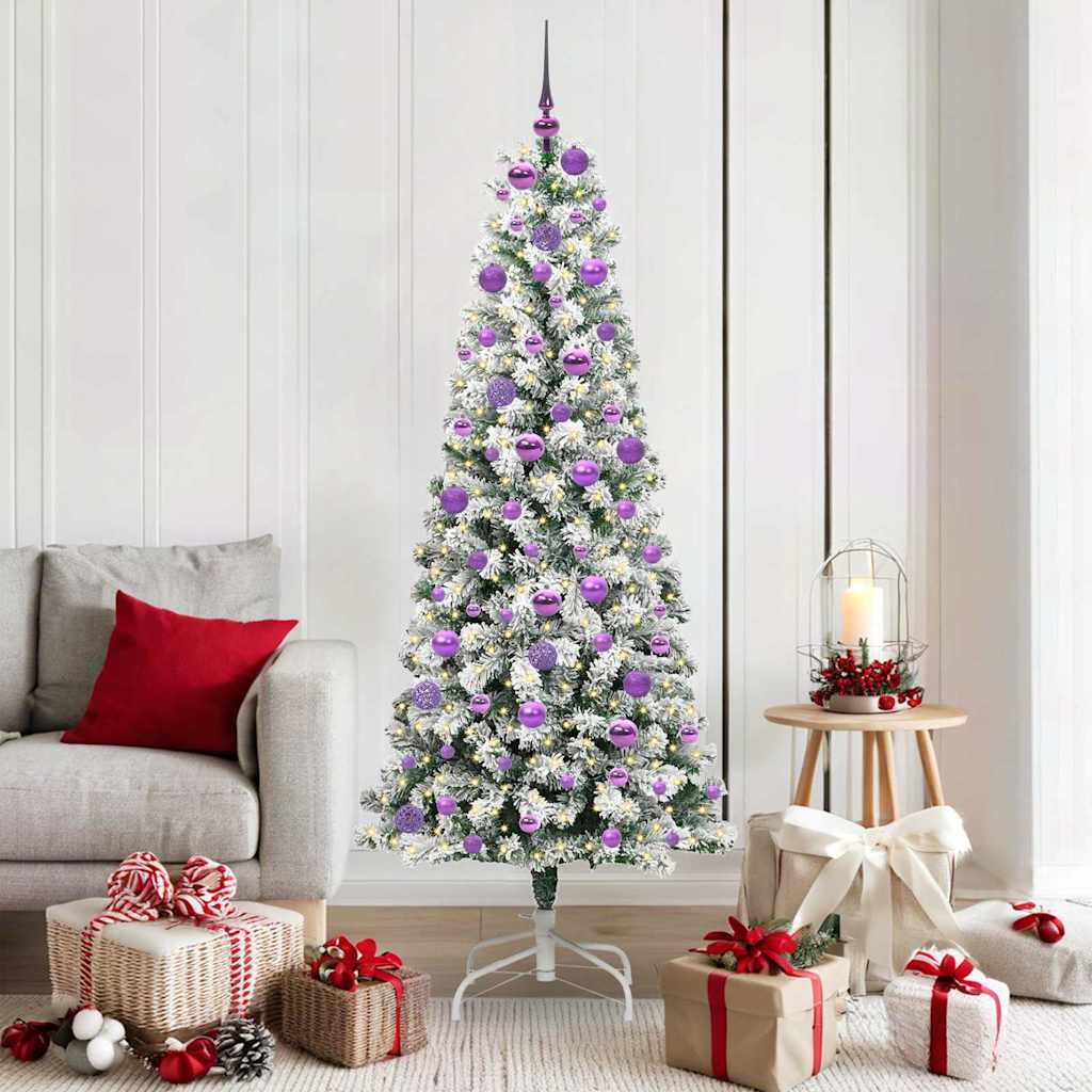 Albero di Natale Artificiale con Rami Pieghevoli Verde e Bianco