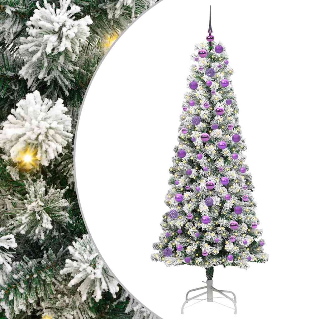 Albero di Natale Artificiale con Rami Pieghevoli Verde e Bianco