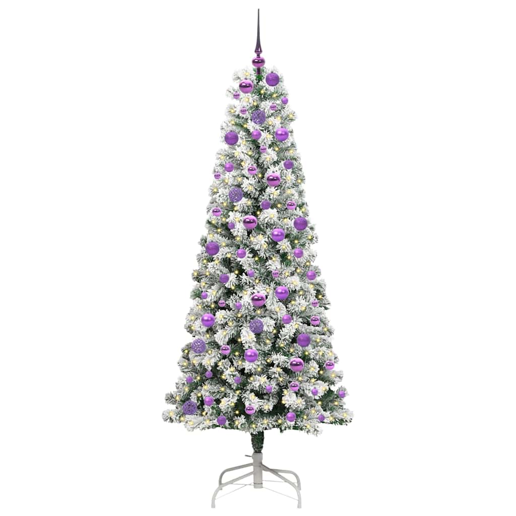 Albero di Natale Artificiale con Rami Pieghevoli Verde e Bianco