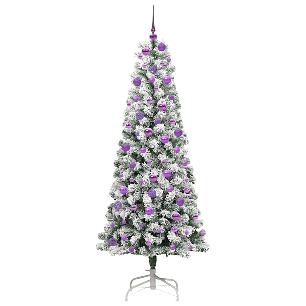 Albero di Natale Artificiale con Rami Pieghevoli Verde e Bianco