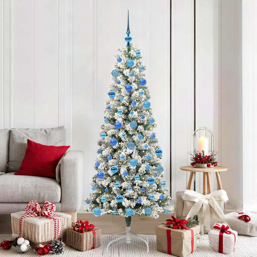 Albero di Natale Artificiale con Rami Pieghevoli Verde e Bianco
