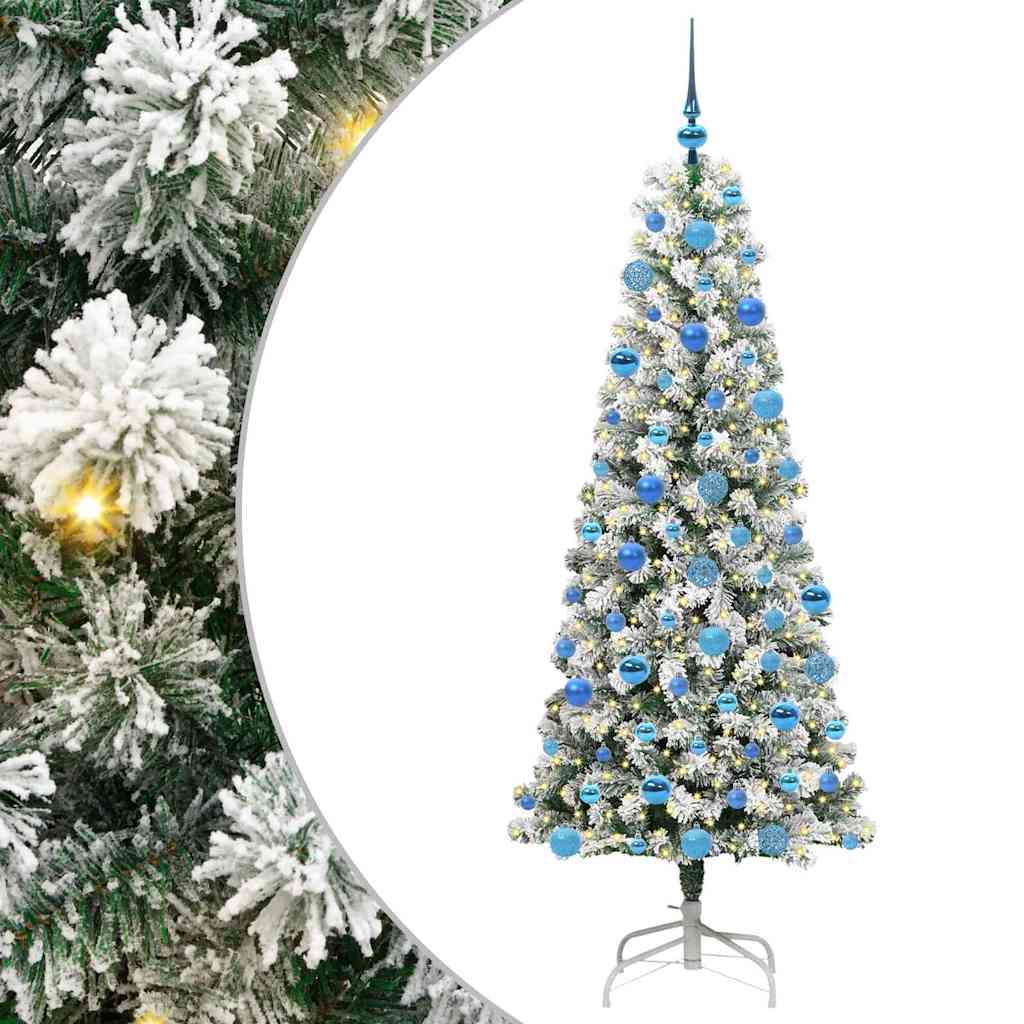 Albero di Natale Artificiale con Rami Pieghevoli Verde e Bianco
