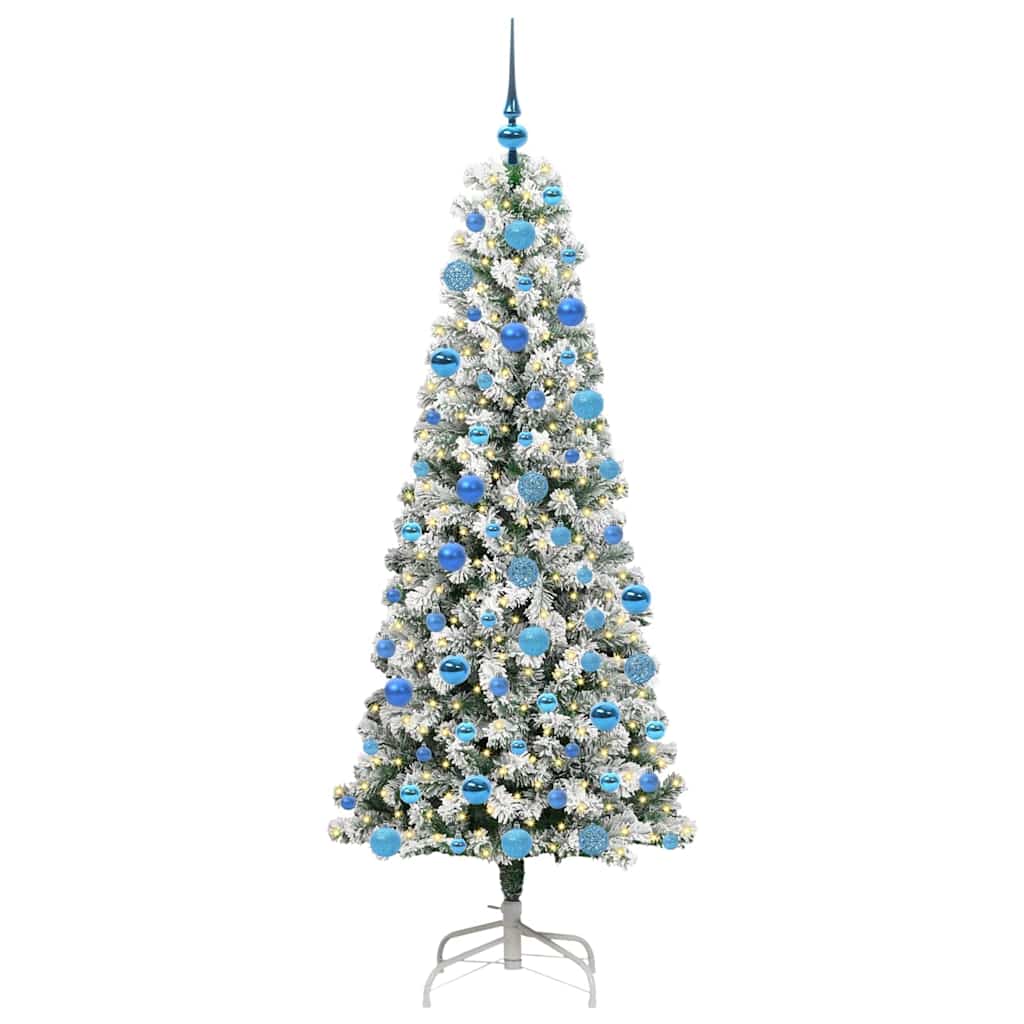 Albero di Natale Artificiale con Rami Pieghevoli Verde e Bianco