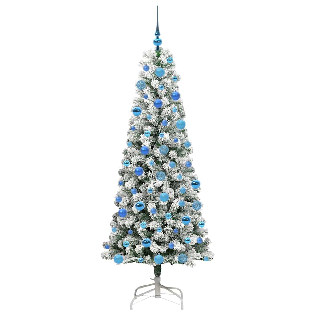 Albero di Natale Artificiale con Rami Pieghevoli Verde e Bianco