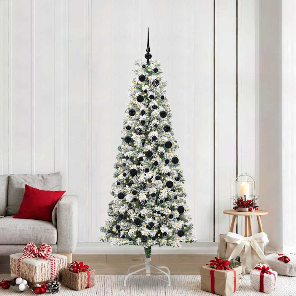 Albero di Natale Artificiale con Rami Pieghevoli Verde e Bianco