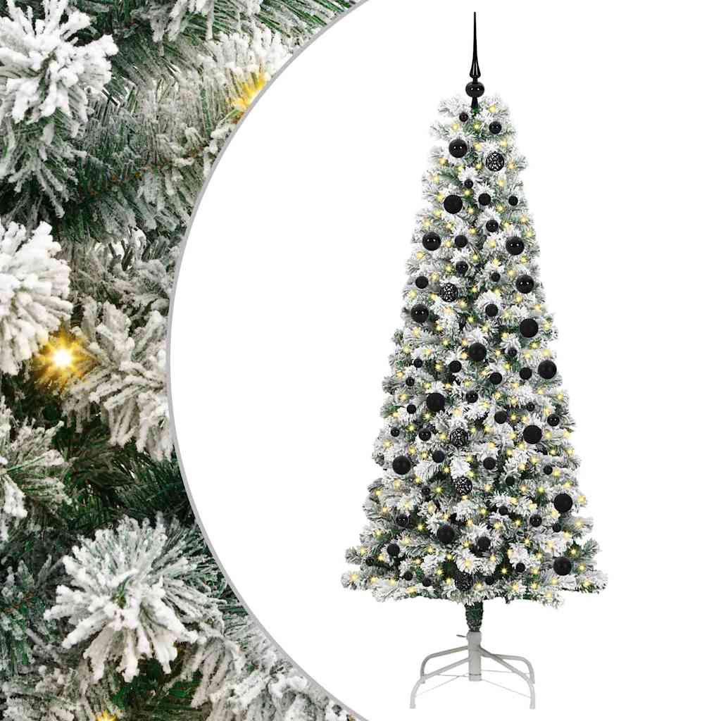 Albero di Natale Artificiale con Rami Pieghevoli Verde e Bianco