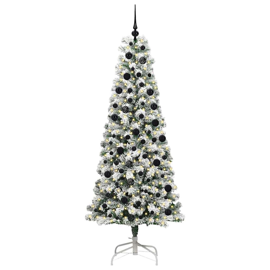 Albero di Natale Artificiale con Rami Pieghevoli Verde e Bianco