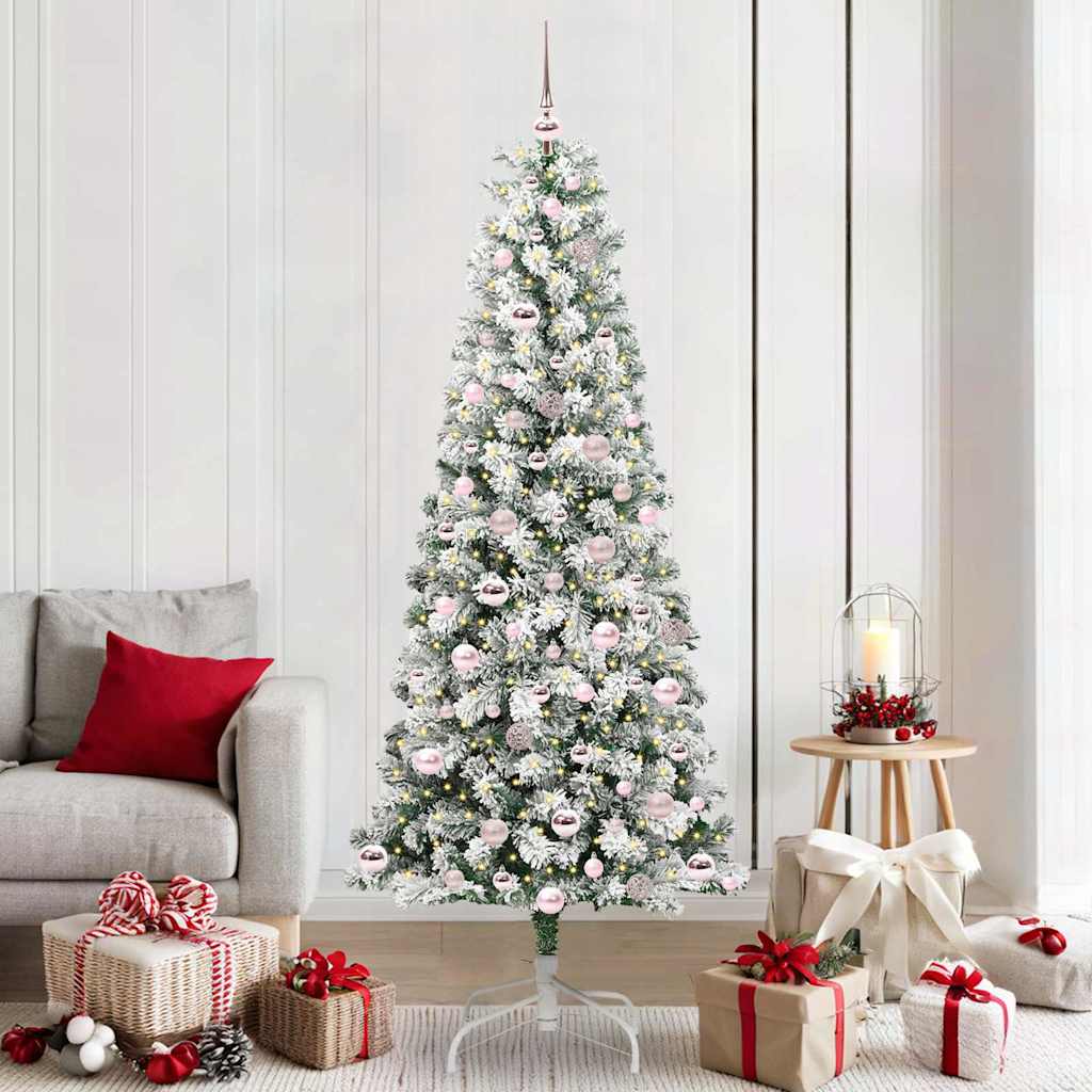 Albero di Natale Artificiale con Rami Pieghevoli Verde e Bianco
