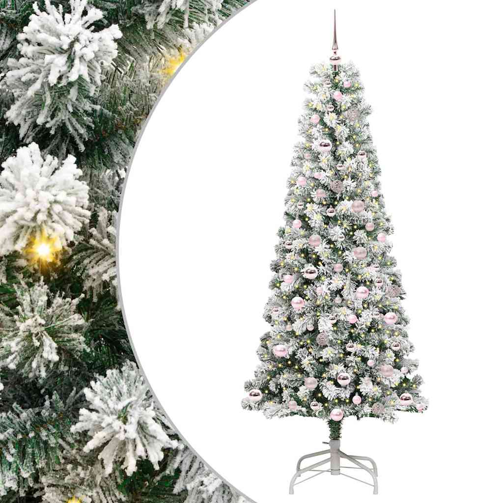 Albero di Natale Artificiale con Rami Pieghevoli Verde e Bianco