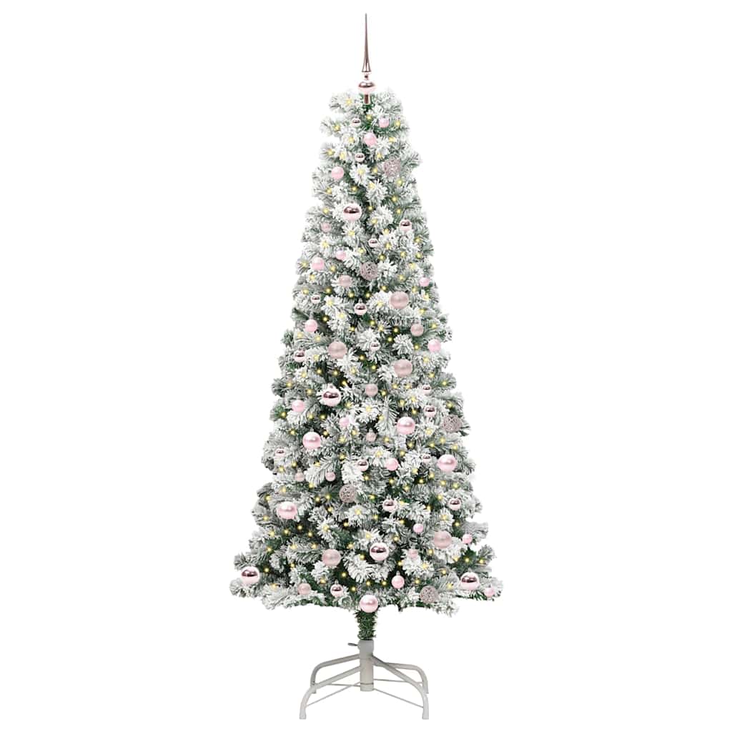 Albero di Natale Artificiale con Rami Pieghevoli Verde e Bianco