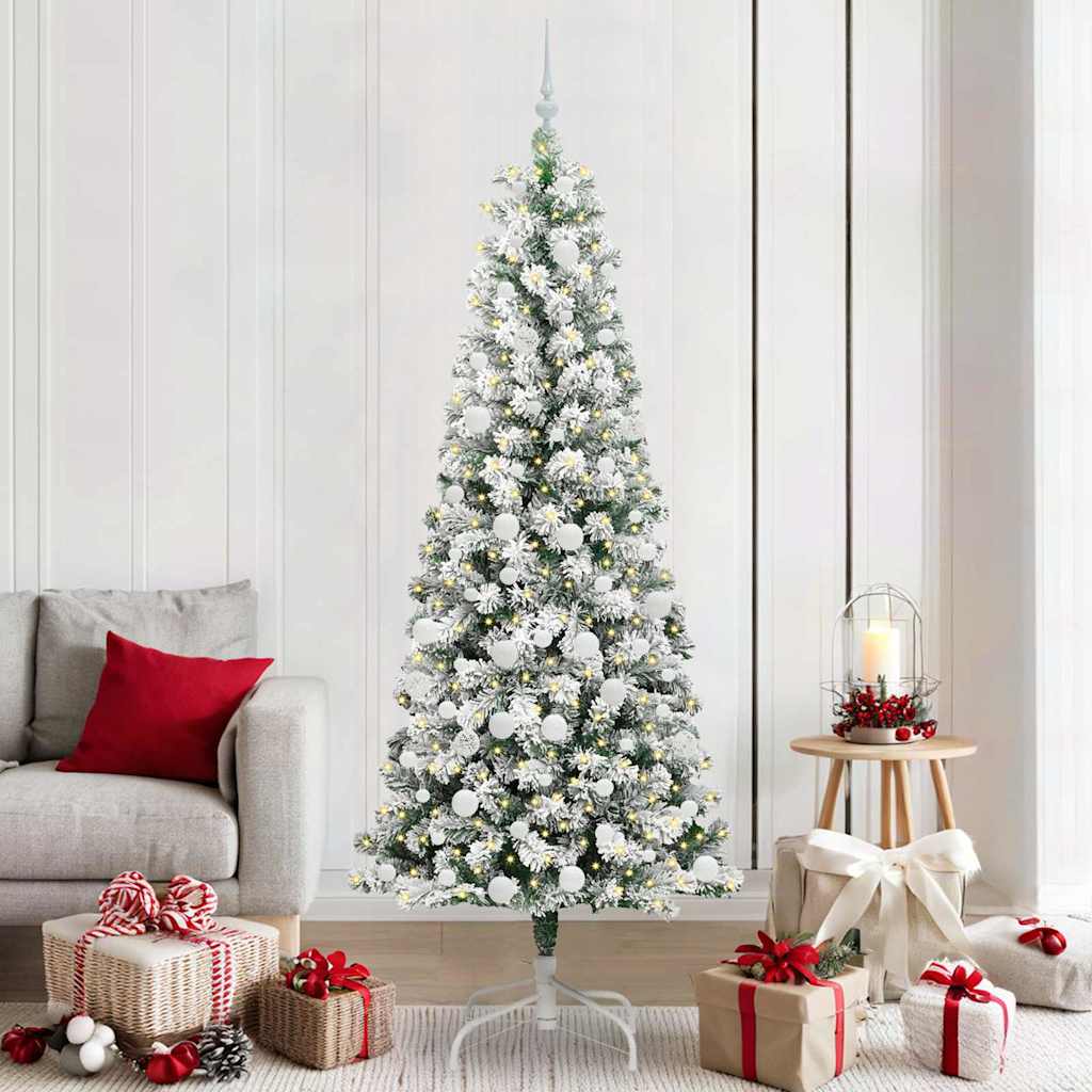 Albero di Natale Artificiale con Rami Pieghevoli Verde e Bianco