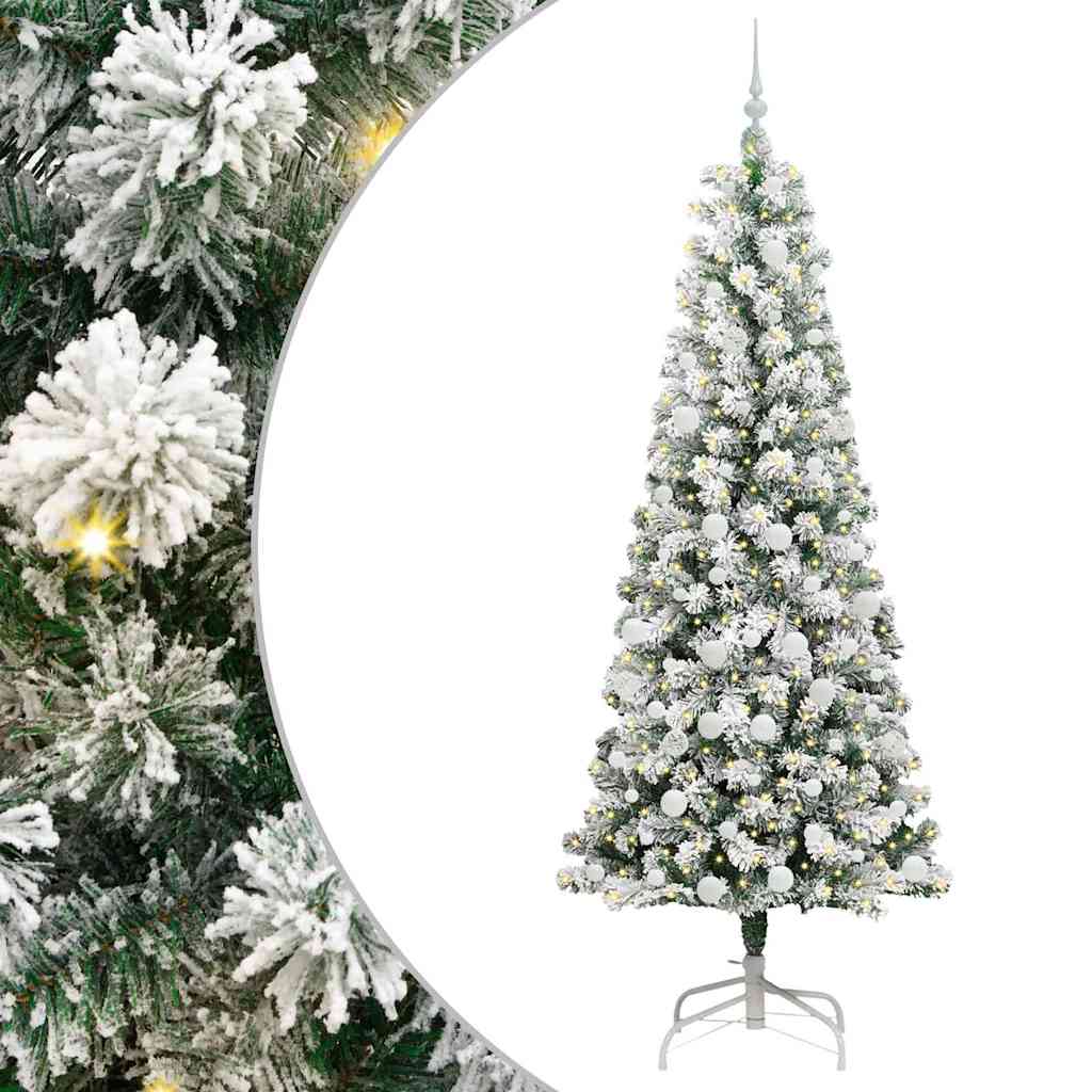 Albero di Natale Artificiale con Rami Pieghevoli Verde e Bianco