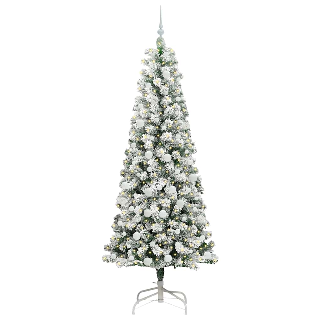 Albero di Natale Artificiale con Rami Pieghevoli Verde e Bianco