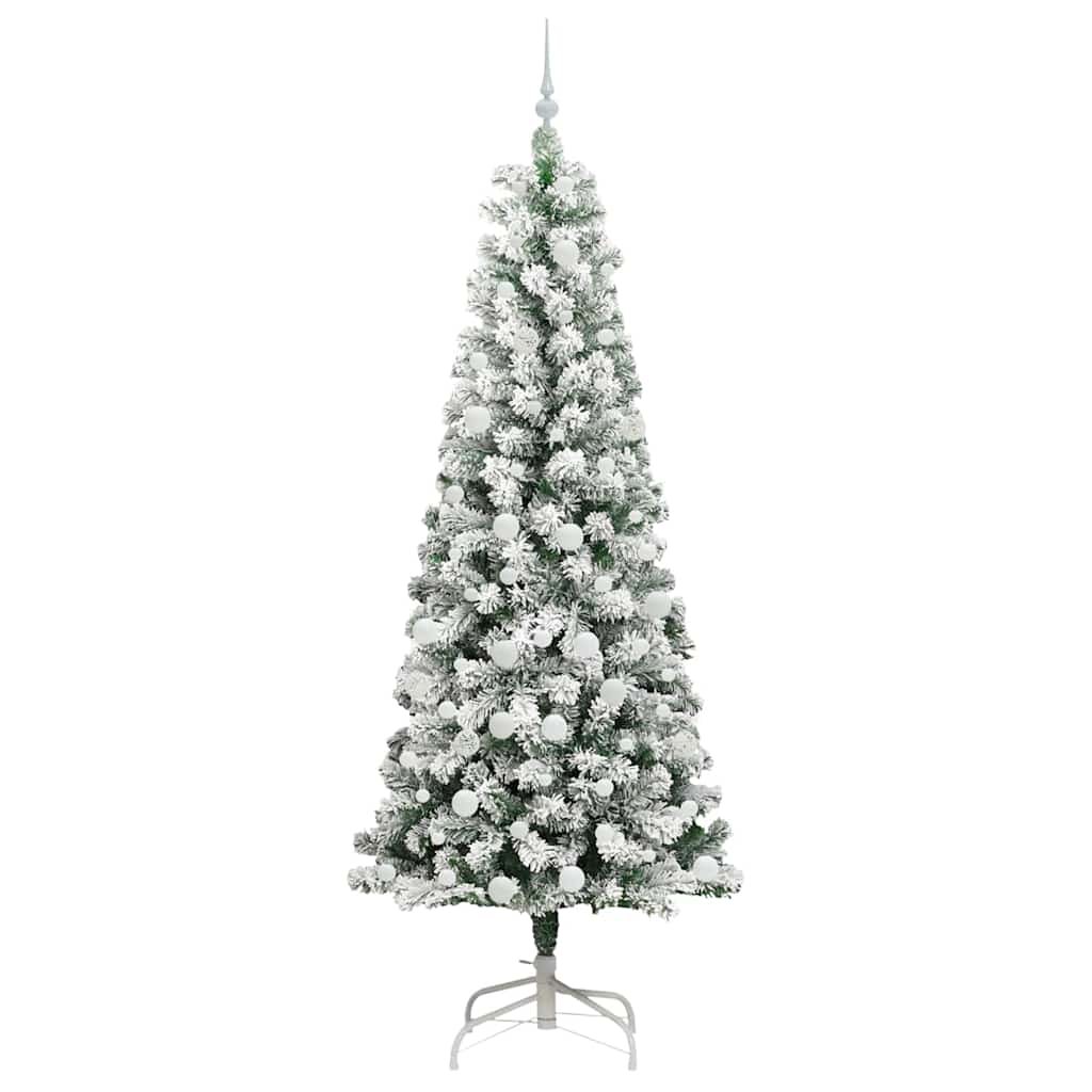 Albero di Natale Artificiale con Rami Pieghevoli Verde e Bianco