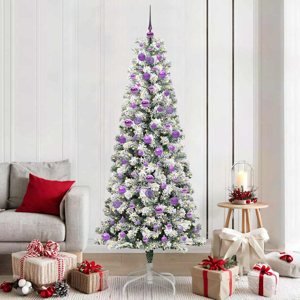 Albero di Natale Artificiale con Rami Pieghevoli Verde e Bianco