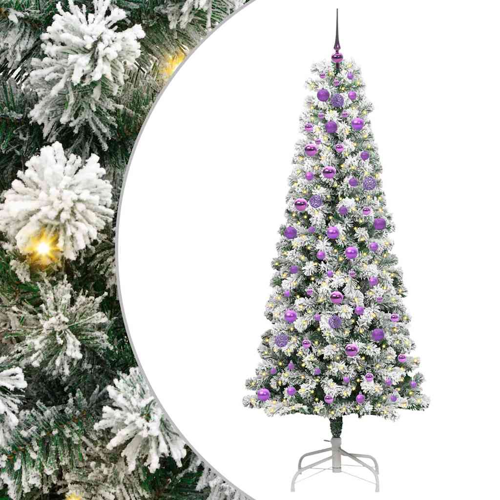 Albero di Natale Artificiale con Rami Pieghevoli Verde e Bianco