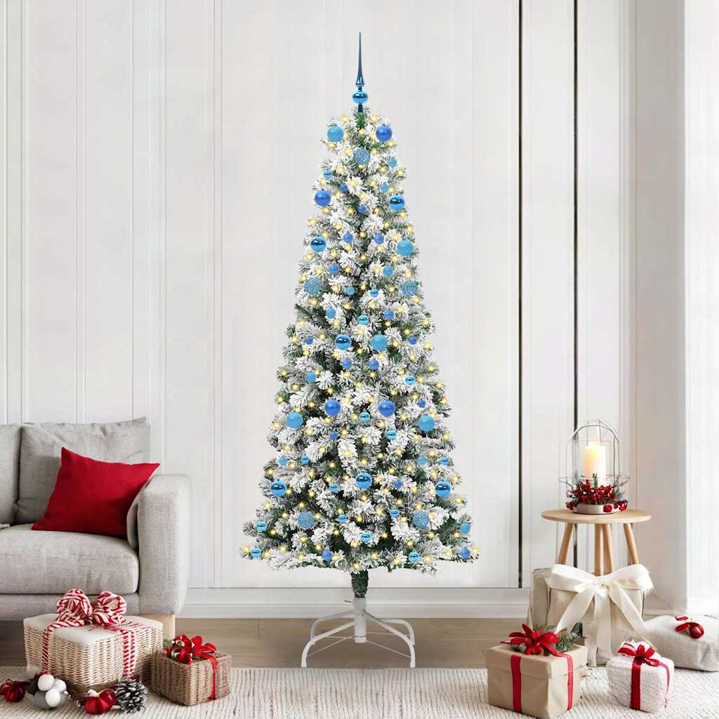 Albero di Natale Artificiale con Rami Pieghevoli Verde e Bianco